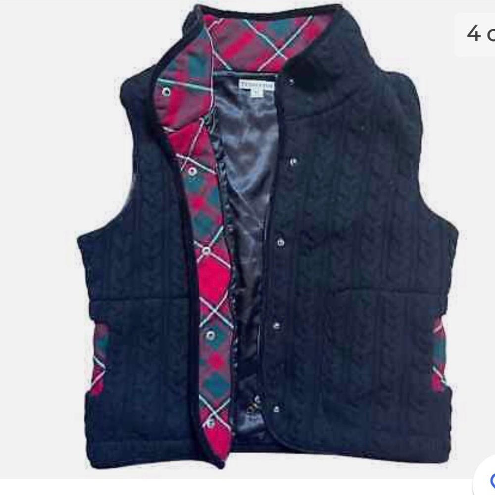 Pendleton Lambswool Cable Knit Black Front Red Gr… - image 6